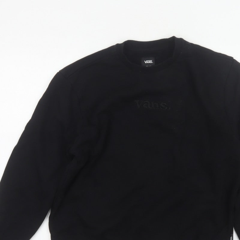 Vans Women’s Black Small Relaxed Logo Crew Neck Pullover Sweatshirt