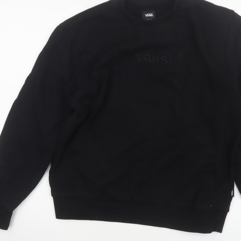 Vans Women’s Black Small Relaxed Logo Crew Neck Pullover Sweatshirt