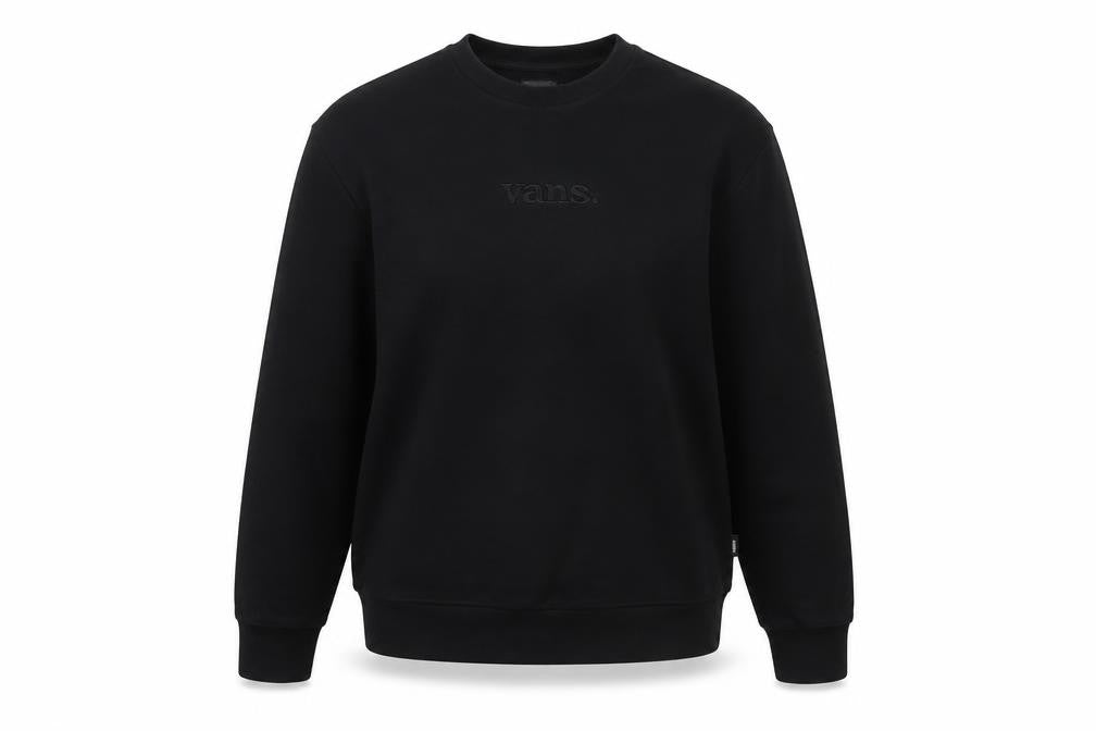 Vans Women’s Black Small Relaxed Logo Crew Neck Pullover Sweatshirt