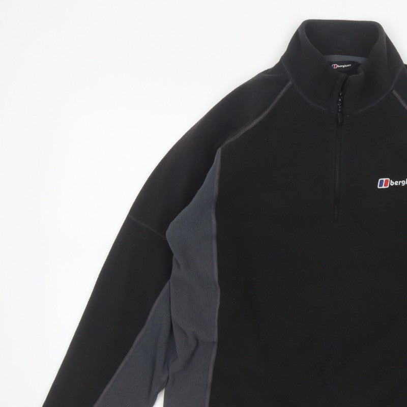 Berghaus Men Black Grey M Fleece 1/4 Zip Outdoor Jacket