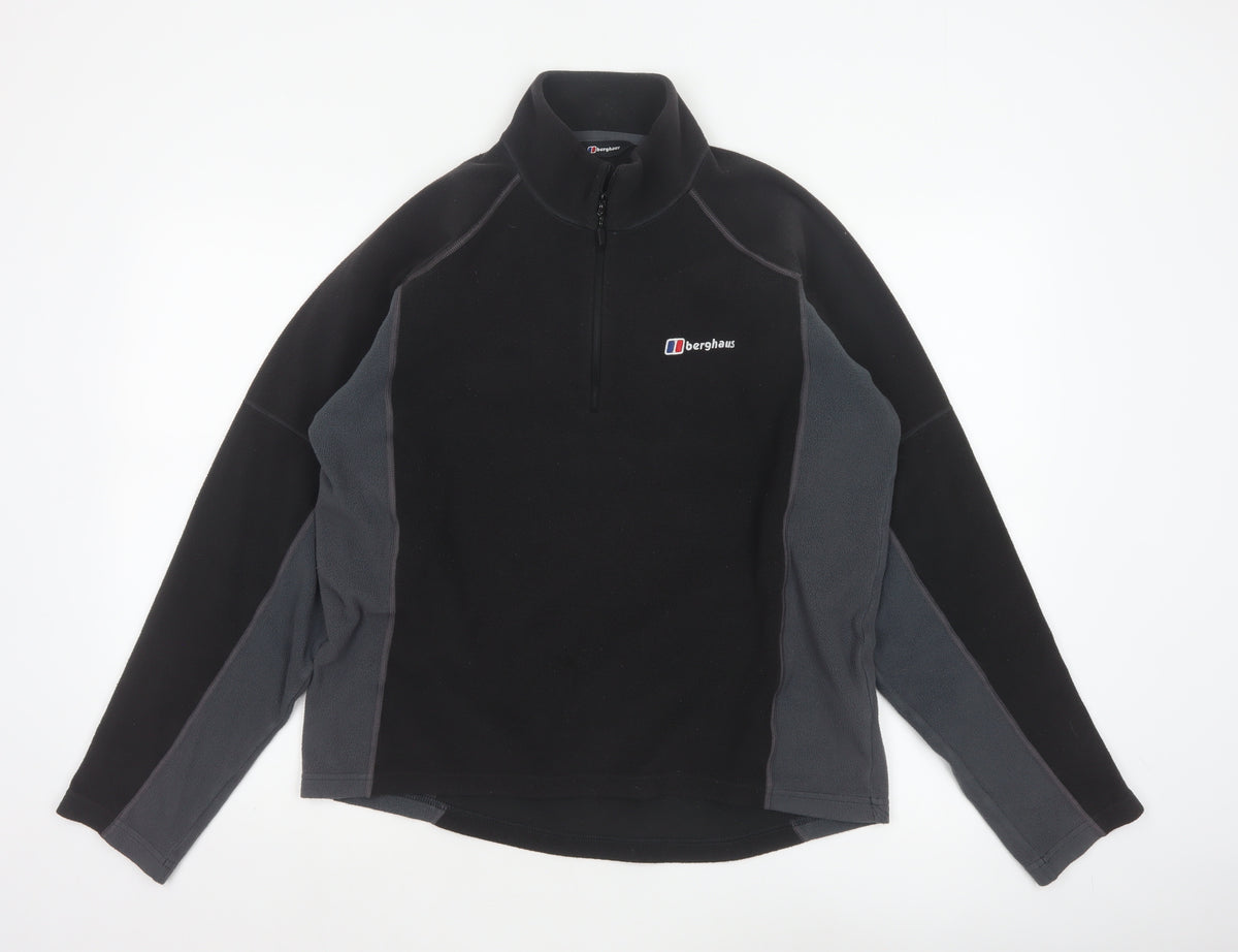Berghaus Men Black Grey M Fleece 1/4 Zip Outdoor Jacket