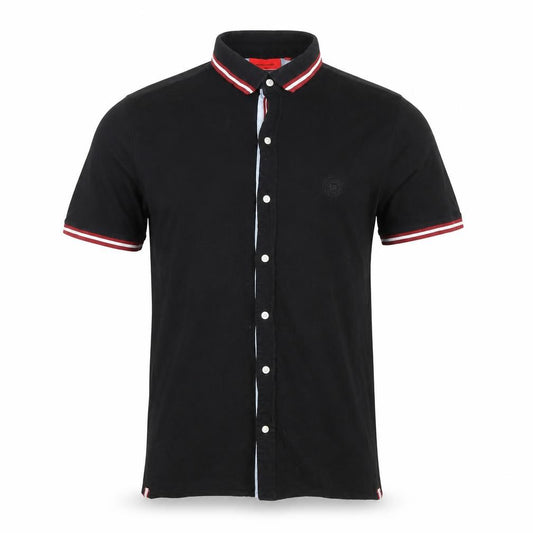Pierre Cardin Men's Black M Cotton Polo Shirt Stripe Trim