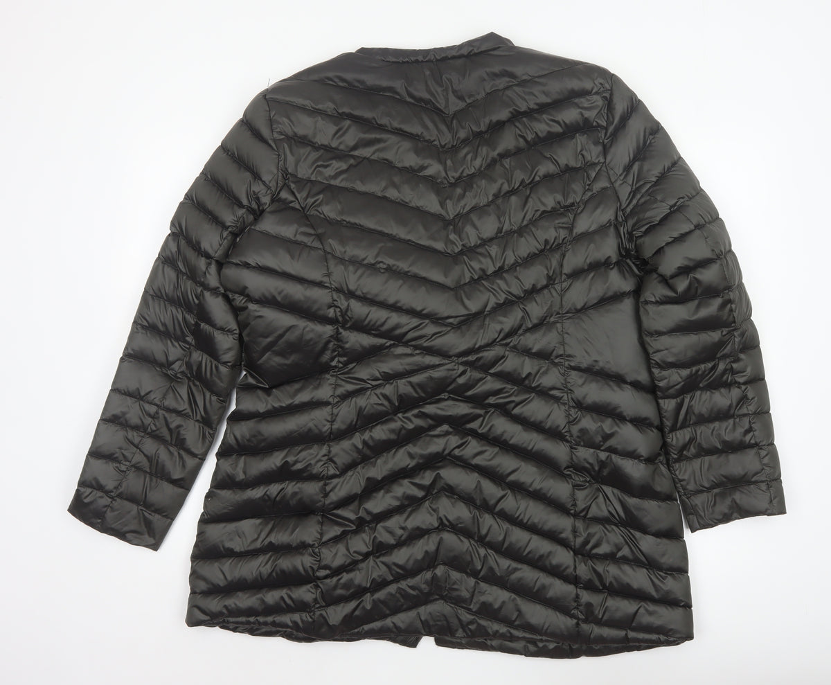 Madelein Women Black UK 18 Quilted Puffer Mid-Length Coat