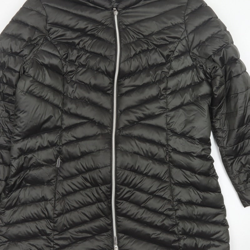 Madelein Women Black UK 18 Quilted Puffer Mid-Length Coat