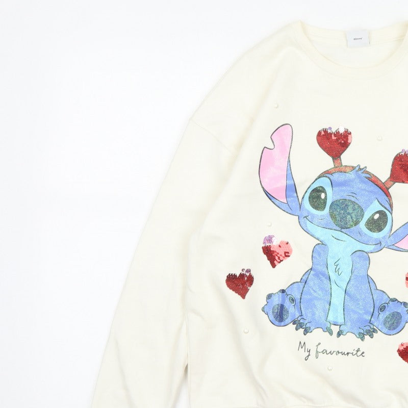George Girls Ivory Stitch Sequin Heart Sweatshirt 13-14 Years Pullover