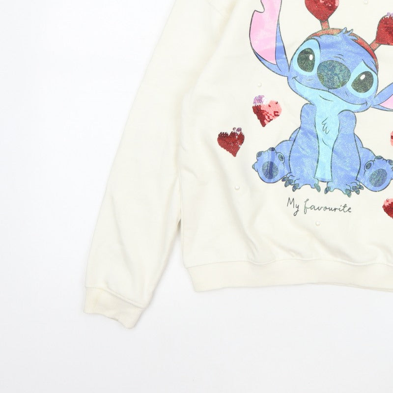 George Girls Ivory Stitch Sequin Heart Sweatshirt 13-14 Years Pullover