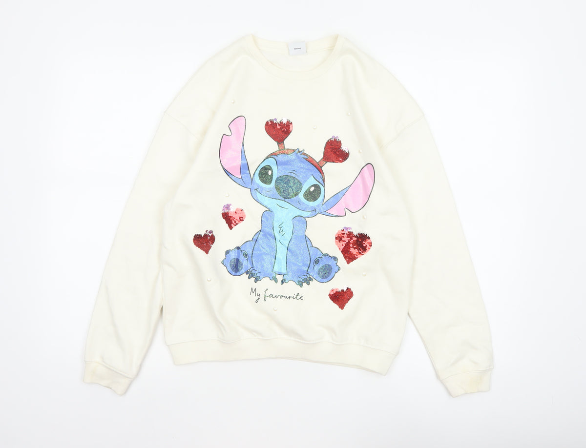 George Girls Ivory Stitch Sequin Heart Sweatshirt 13-14 Years Pullover