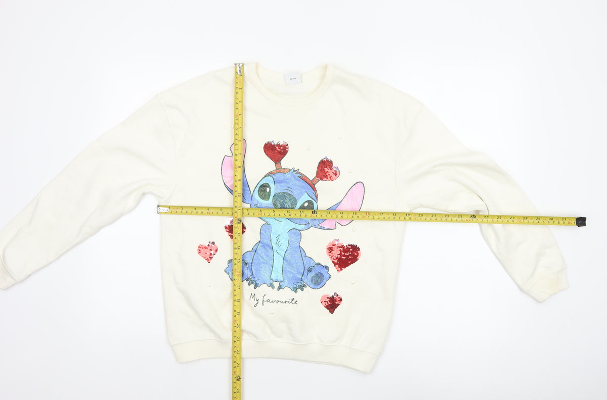 George Girls Ivory Stitch Sequin Heart Sweatshirt 13-14 Years Pullover