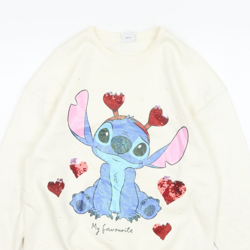 George Girls Ivory Stitch Sequin Heart Sweatshirt 13-14 Years Pullover