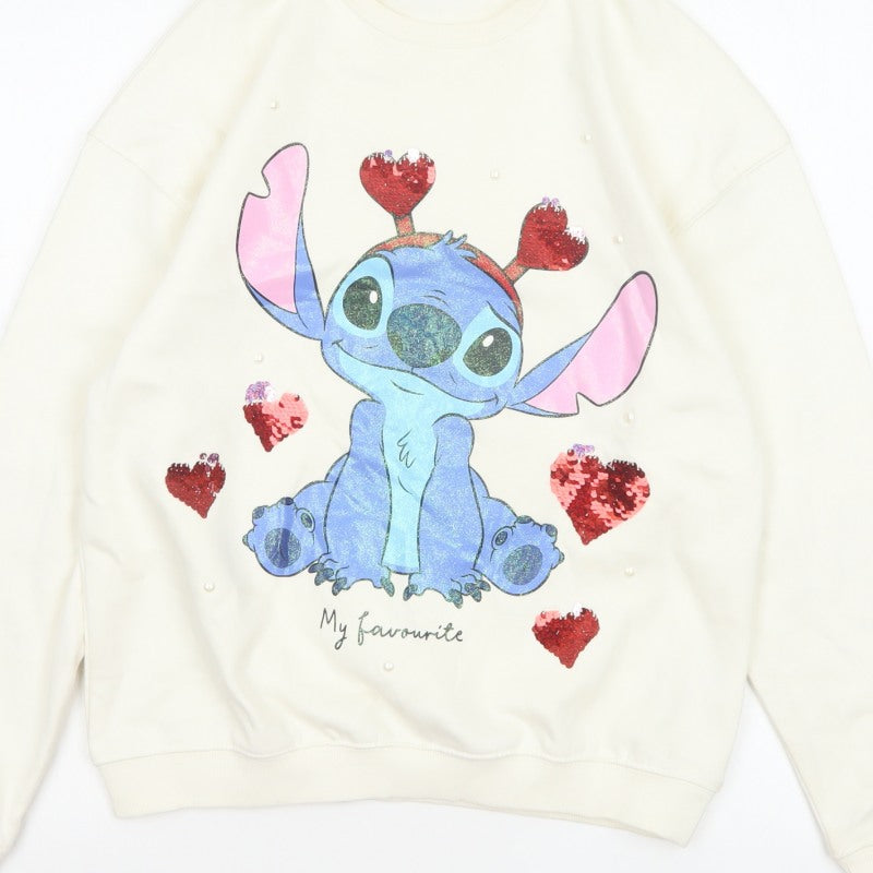 George Girls Ivory Stitch Sequin Heart Sweatshirt 13-14 Years Pullover