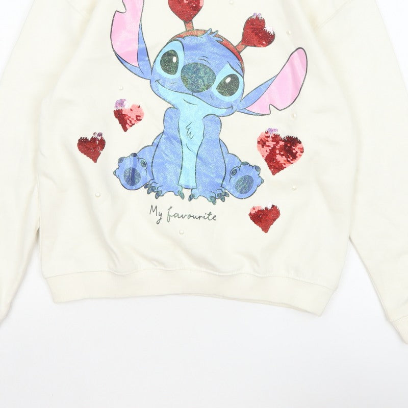 George Girls Ivory Stitch Sequin Heart Sweatshirt 13-14 Years Pullover