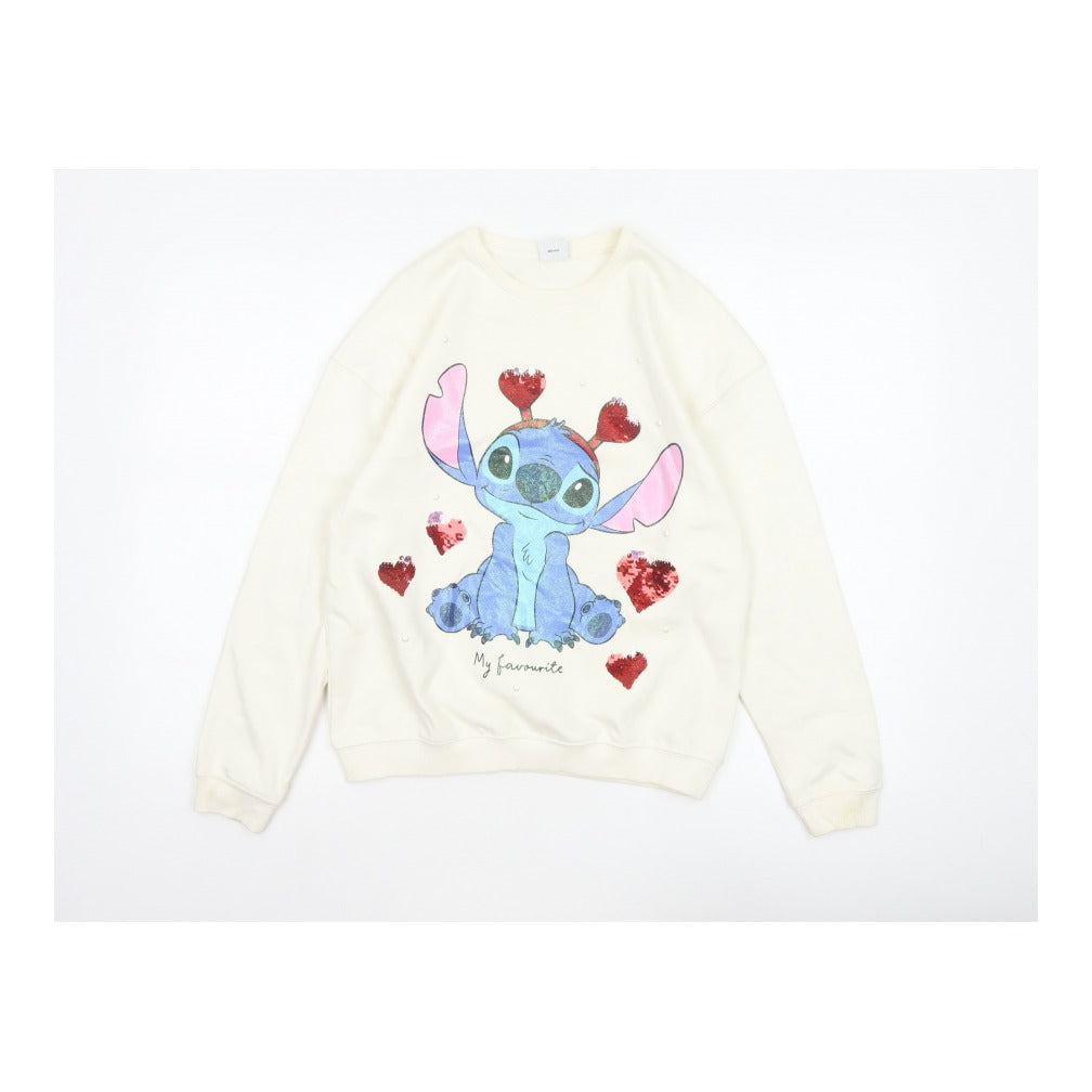 George Girls Ivory Stitch Sequin Heart Sweatshirt 13-14 Years Pullover