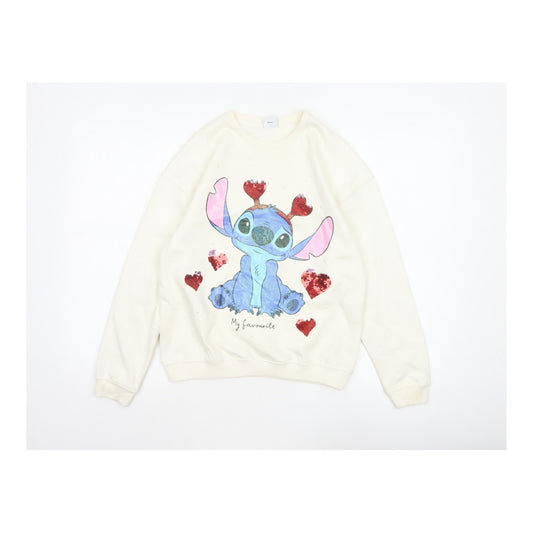 George Girls Ivory Stitch Sequin Heart Sweatshirt 13-14 Years Pullover
