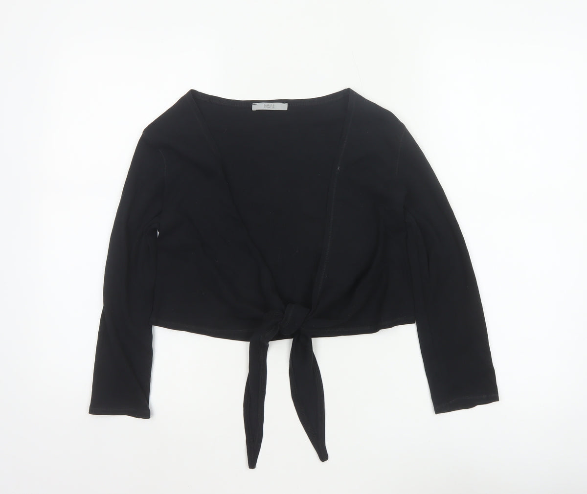 Marks & Spencer Women Black UK 12 Cropped Wrap Tie Front Blouse