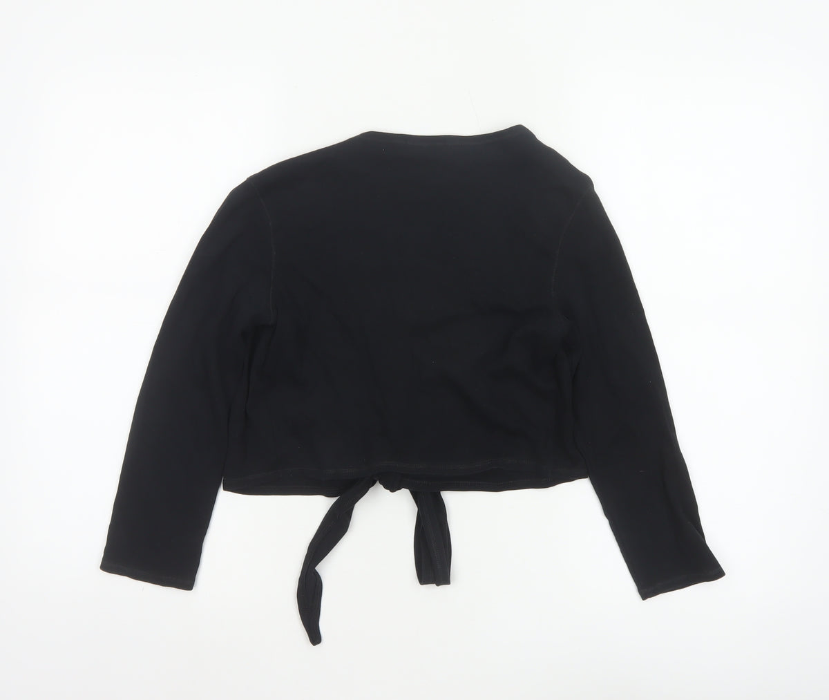 Marks & Spencer Women Black UK 12 Cropped Wrap Tie Front Blouse