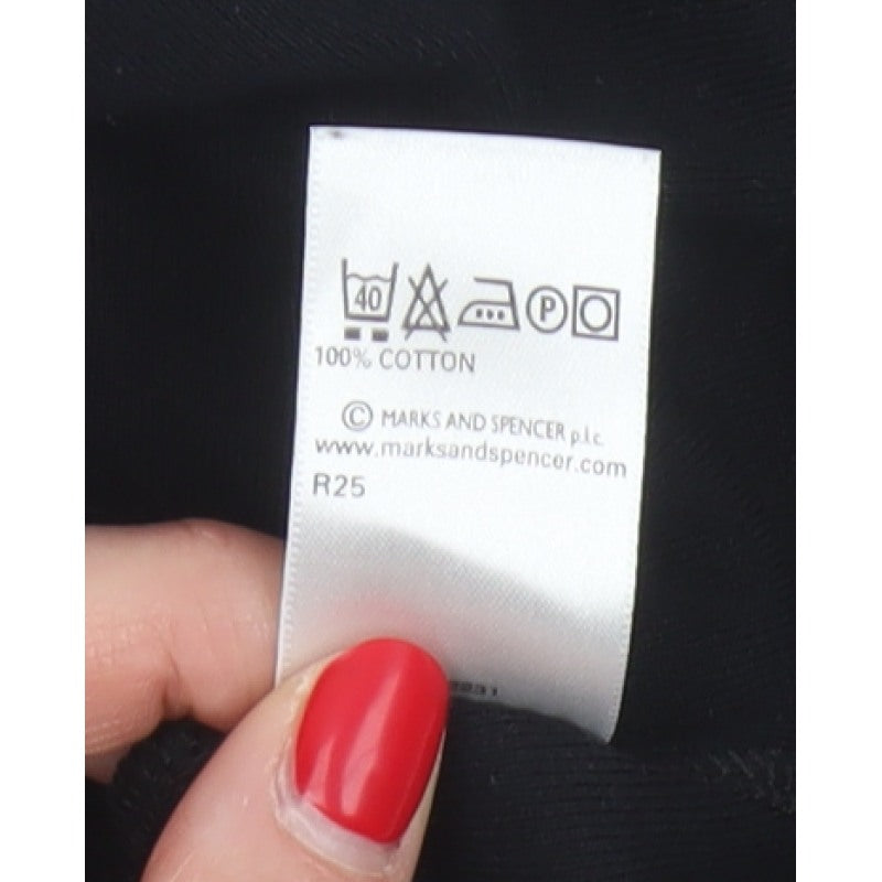 Marks & Spencer Women Black UK 12 Cropped Wrap Tie Front Blouse