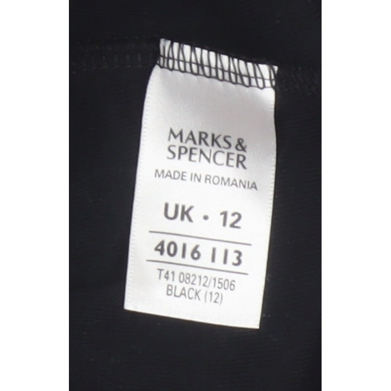 Marks & Spencer Women Black UK 12 Cropped Wrap Tie Front Blouse