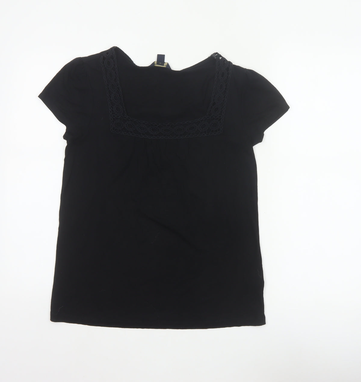 Banana Republic Women Black M Basic Lace Square Neck Stretch T-Shirt