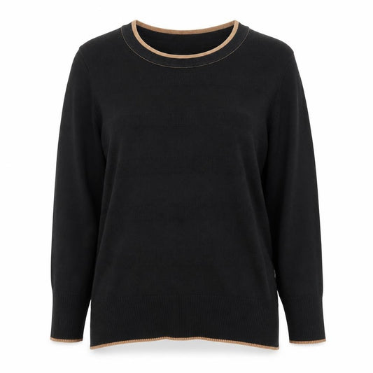 Betty Jackson Black Women’s Black Cotton Contrast Trim Jumper UK 12
