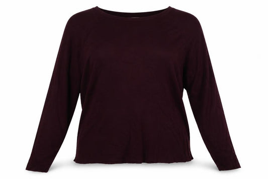 Zara Women Red Burgundy Knit Jumper Size M Round Neck Long Sleeve