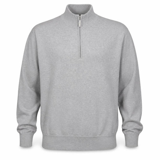 Glenmuir 1891 Men's Grey L 1/4 Zip High Neck Cotton Jumper