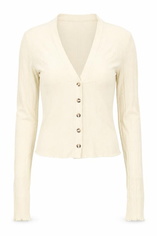 Topshop Women’s Ivory Ribbed V-Neck Button Cardigan UK 8
