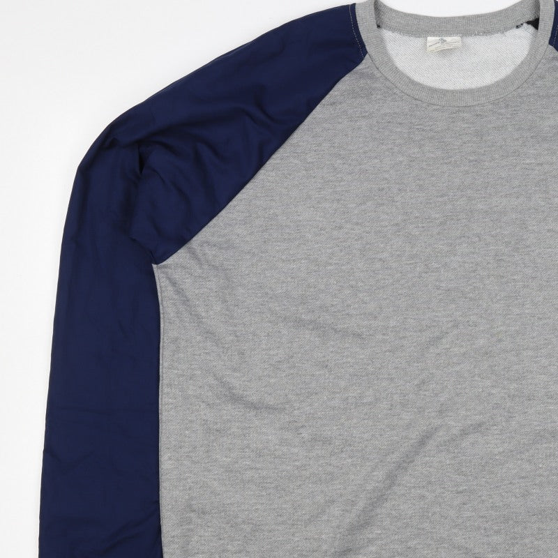 Wire2Wire Men's Grey Blue XL Pullover Crew Neck Sweatshirt Zip Pocket