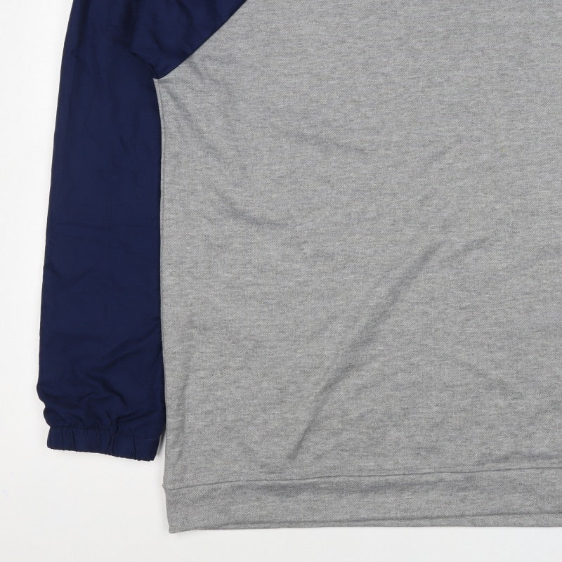 Wire2Wire Men's Grey Blue XL Pullover Crew Neck Sweatshirt Zip Pocket