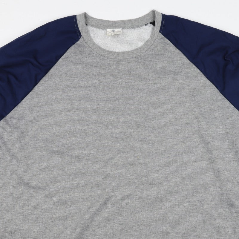 Wire2Wire Men's Grey Blue XL Pullover Crew Neck Sweatshirt Zip Pocket