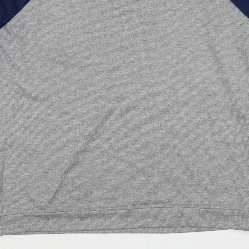 Wire2Wire Men's Grey Blue XL Pullover Crew Neck Sweatshirt Zip Pocket