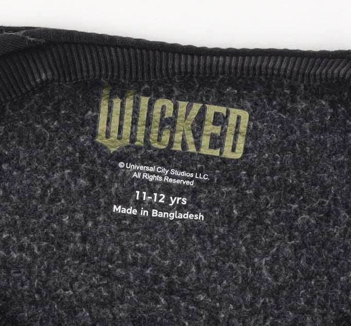 Wicked Girls Black 11-12 Years Pullover Graphic Rhinestone Sweatshirt