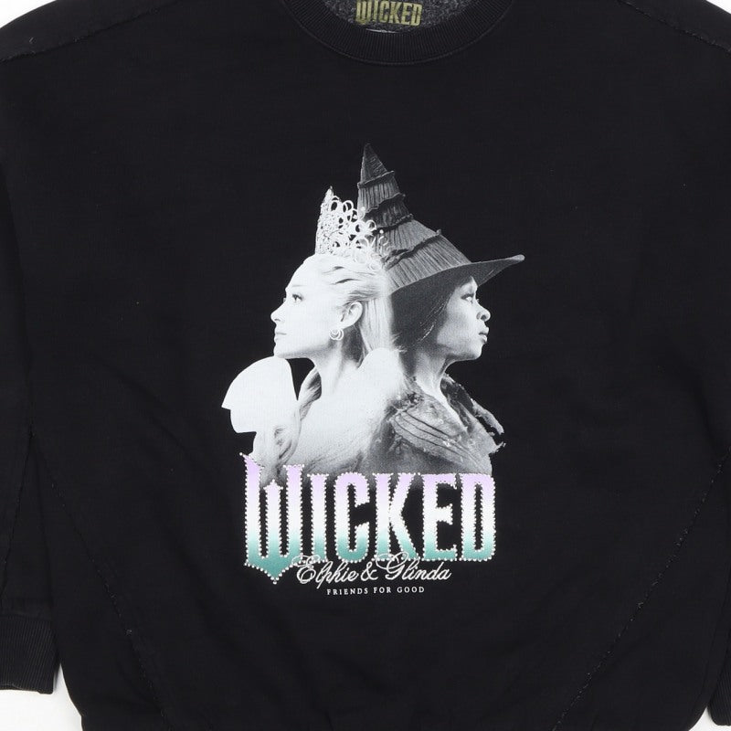 Wicked Girls Black 11-12 Years Pullover Graphic Rhinestone Sweatshirt