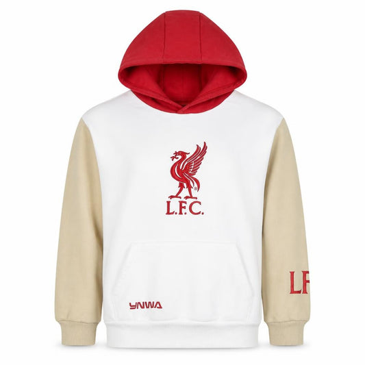 Liverpool FC Boys 11-12 Years White Red Hooded Pullover Hoodie Logo