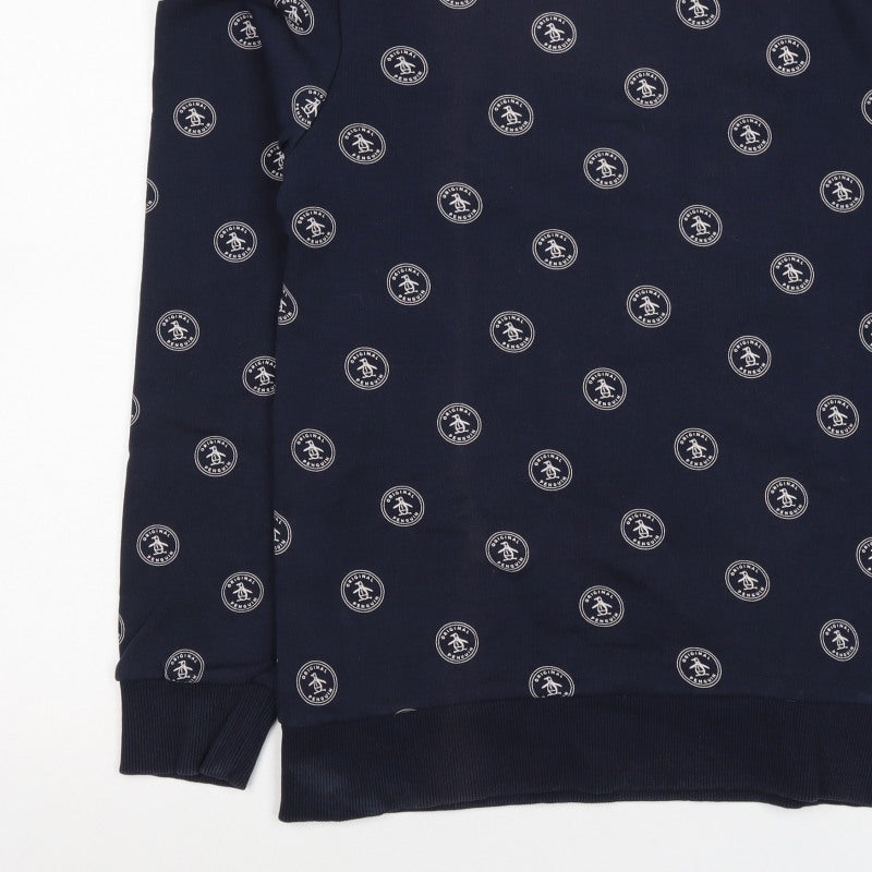 Original Penguin Men's Blue M Logo Print Crew Neck Pullover Sweatshirt