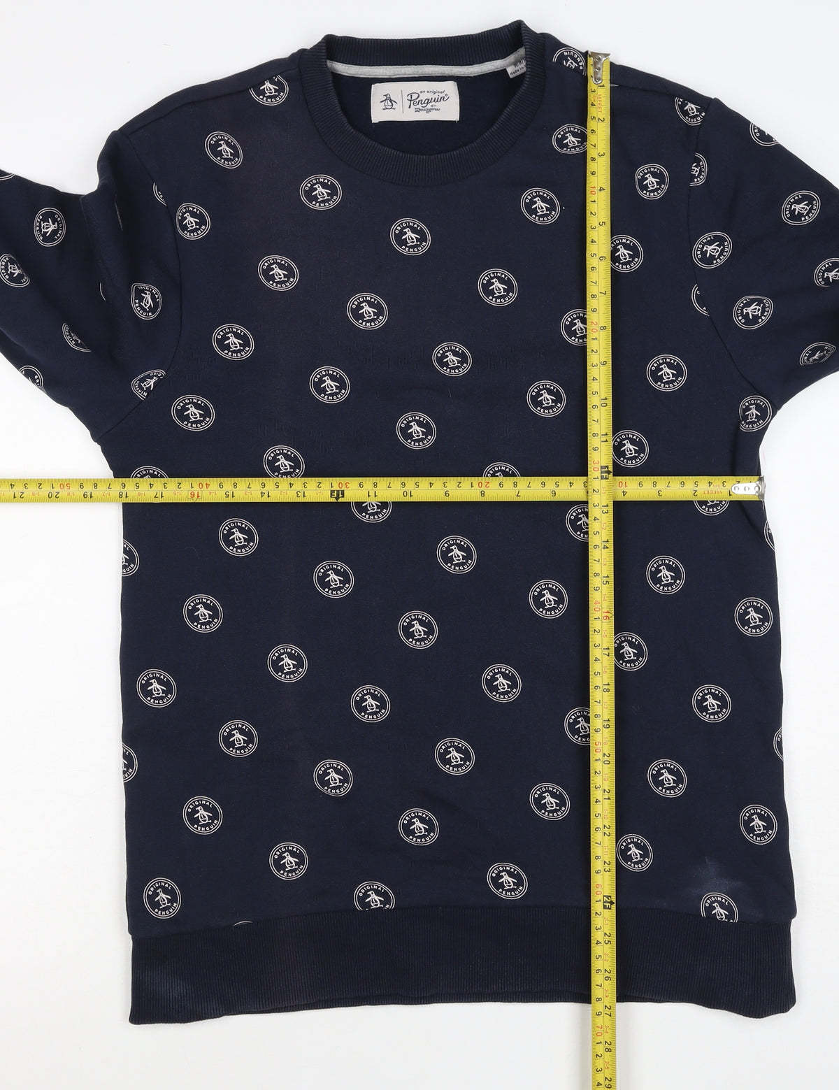 Original Penguin Men's Blue M Logo Print Crew Neck Pullover Sweatshirt