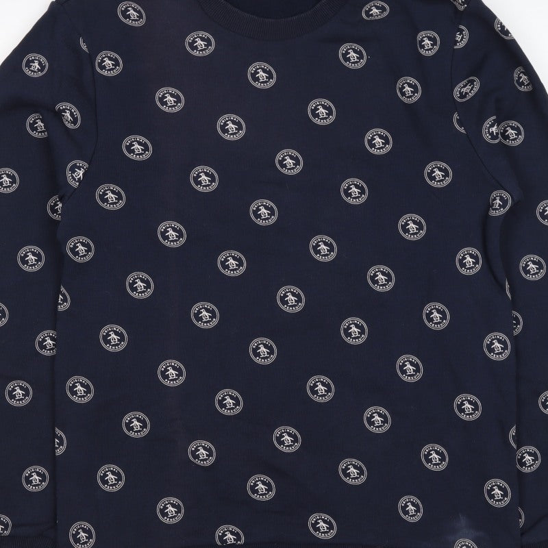 Original Penguin Men's Blue M Logo Print Crew Neck Pullover Sweatshirt