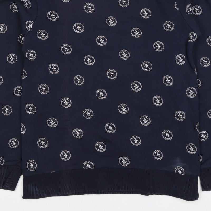 Original Penguin Men's Blue M Logo Print Crew Neck Pullover Sweatshirt