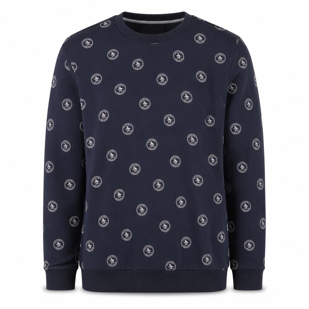 Original Penguin Men's Blue M Logo Print Crew Neck Pullover Sweatshirt