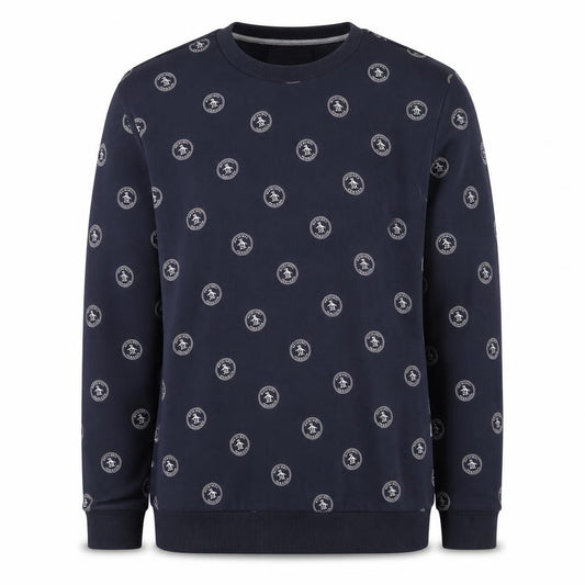 Original Penguin Men's Blue M Logo Print Crew Neck Pullover Sweatshirt