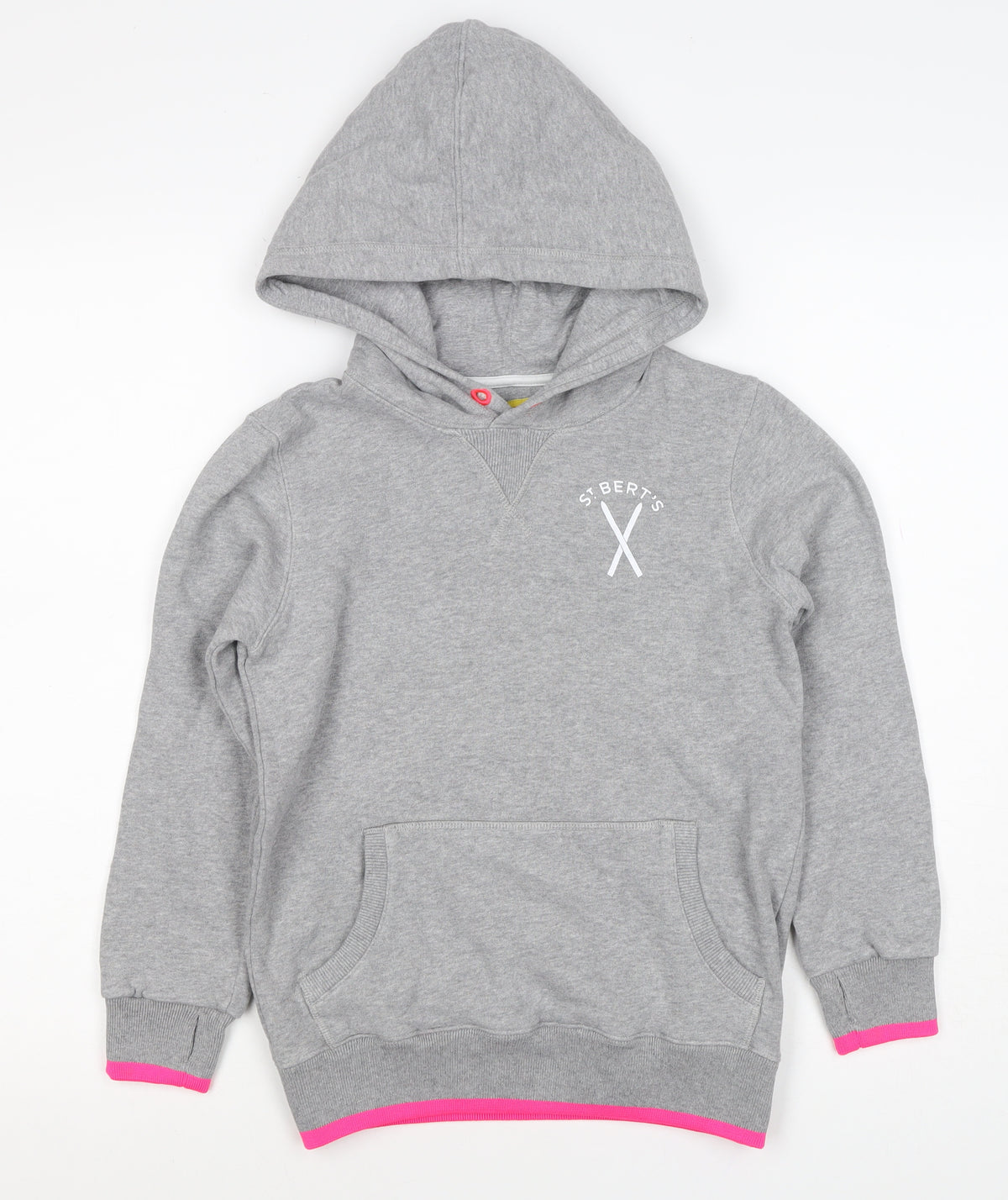 St. Bert's Girls Grey 7-8 Years Pullover Hoodie Polar Bear Ski Graphic