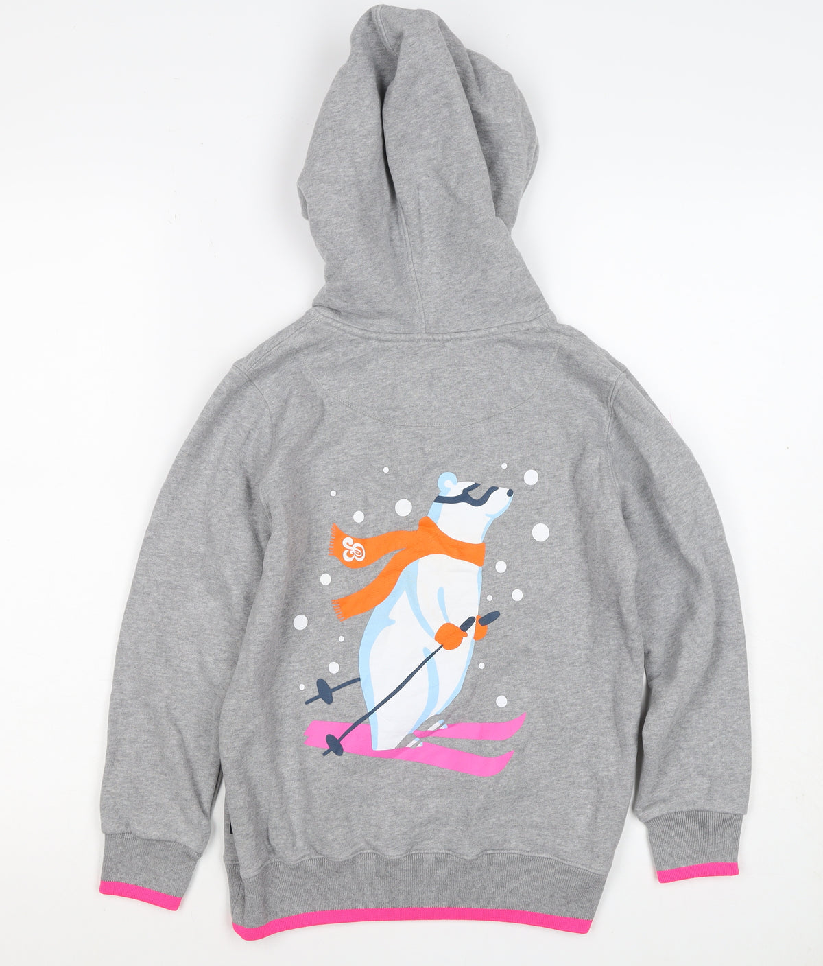 St. Bert's Girls Grey 7-8 Years Pullover Hoodie Polar Bear Ski Graphic