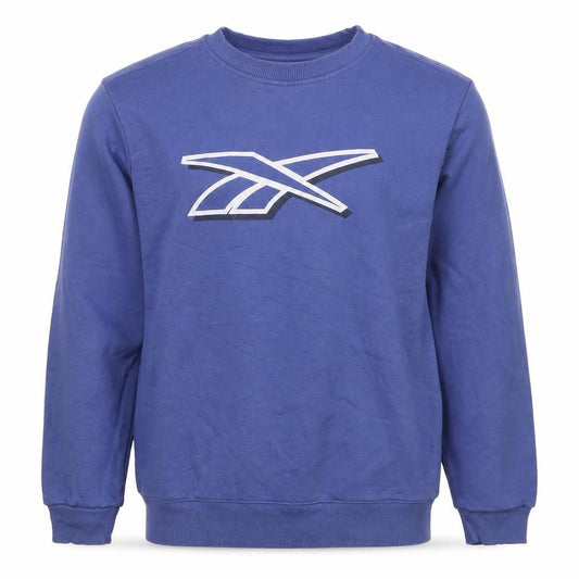 Reebok Men’s Blue M Pullover Crew Neck Logo Fleece Sweatshirt