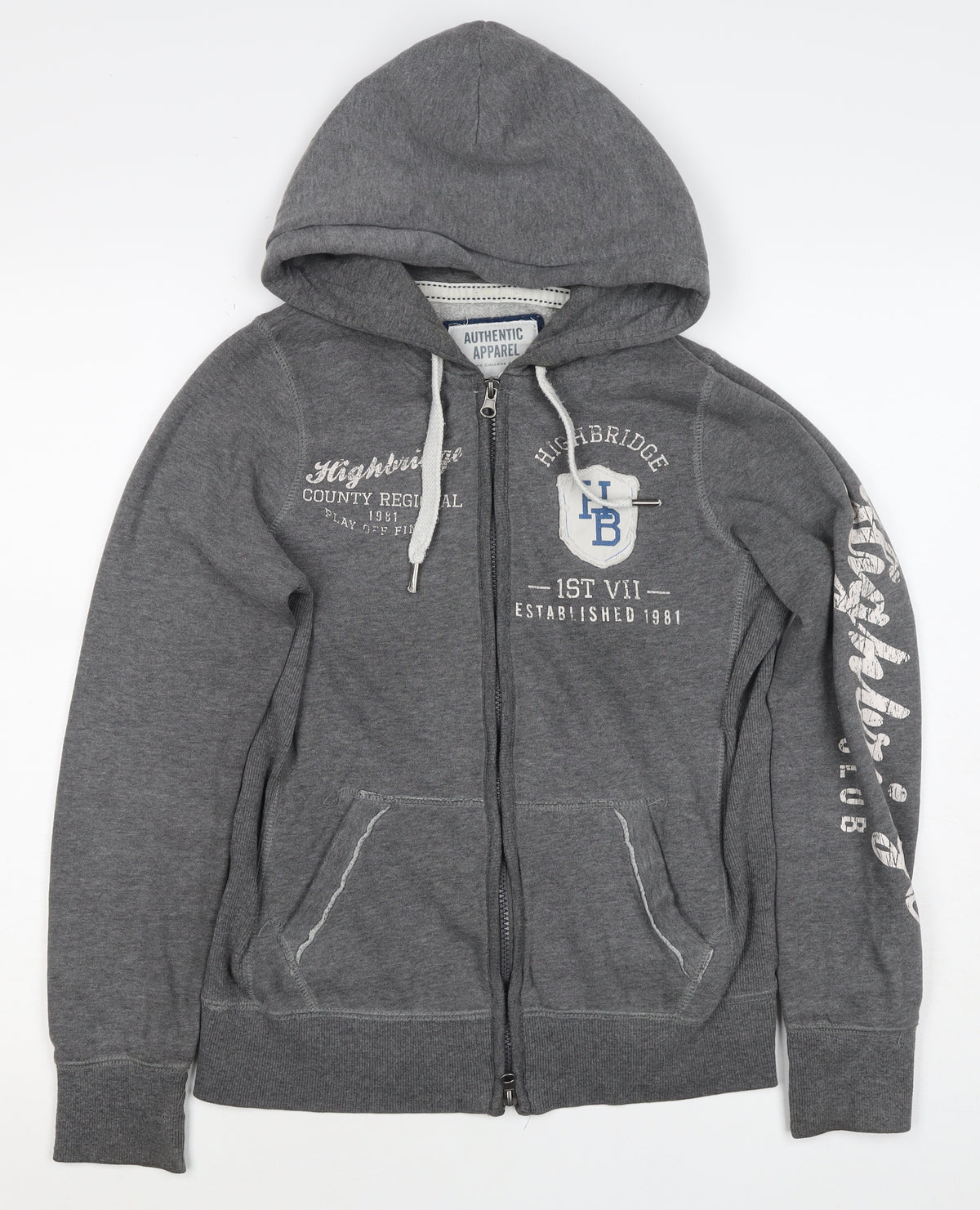 Authentic Apparel Women’s Grey Size 8 Full Zip College Hoodie