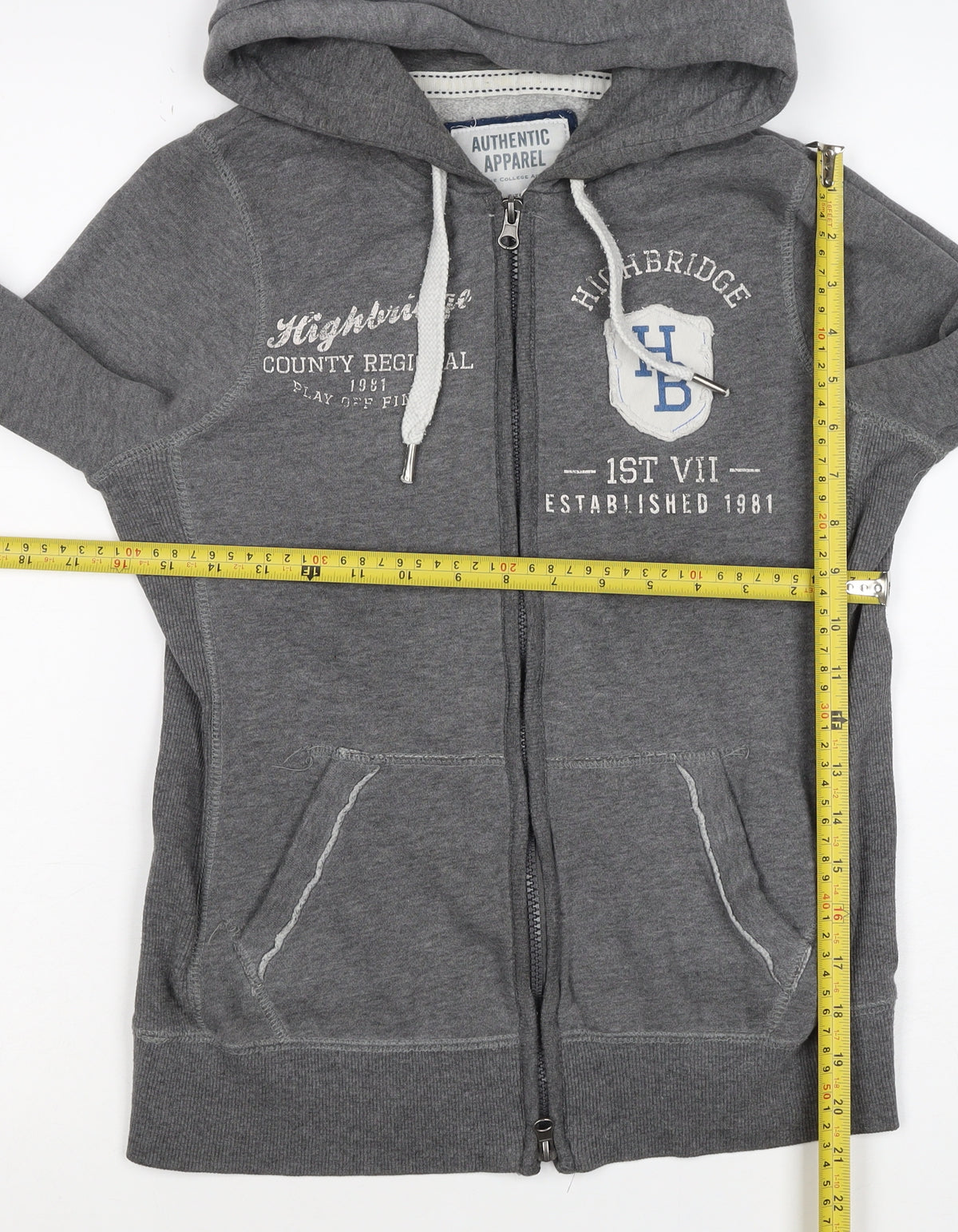 Authentic Apparel Women’s Grey Size 8 Full Zip College Hoodie