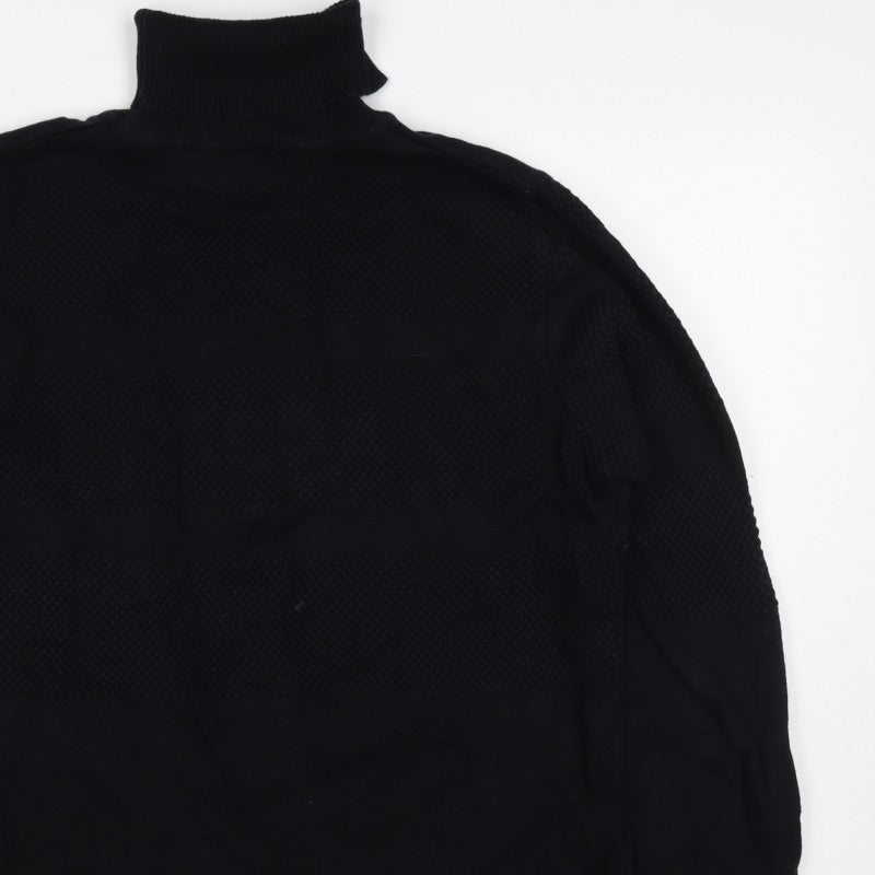 Kronstadt Men's Black L 1/4 Zip Pullover Textured Cotton Jumper