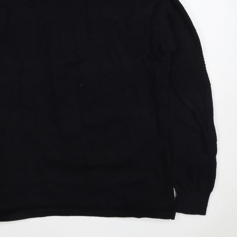Kronstadt Men's Black L 1/4 Zip Pullover Textured Cotton Jumper