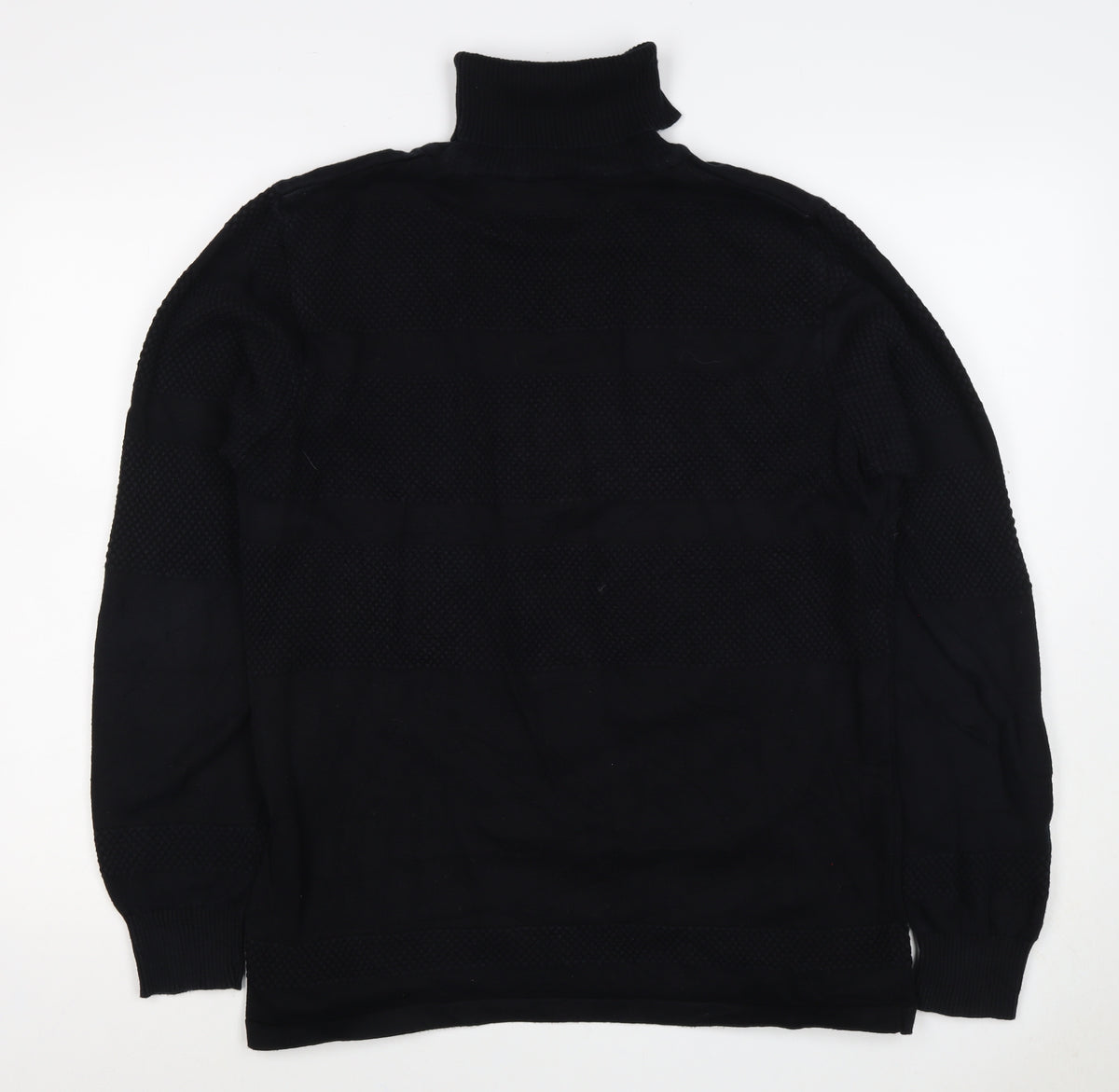 Kronstadt Men's Black L 1/4 Zip Pullover Textured Cotton Jumper