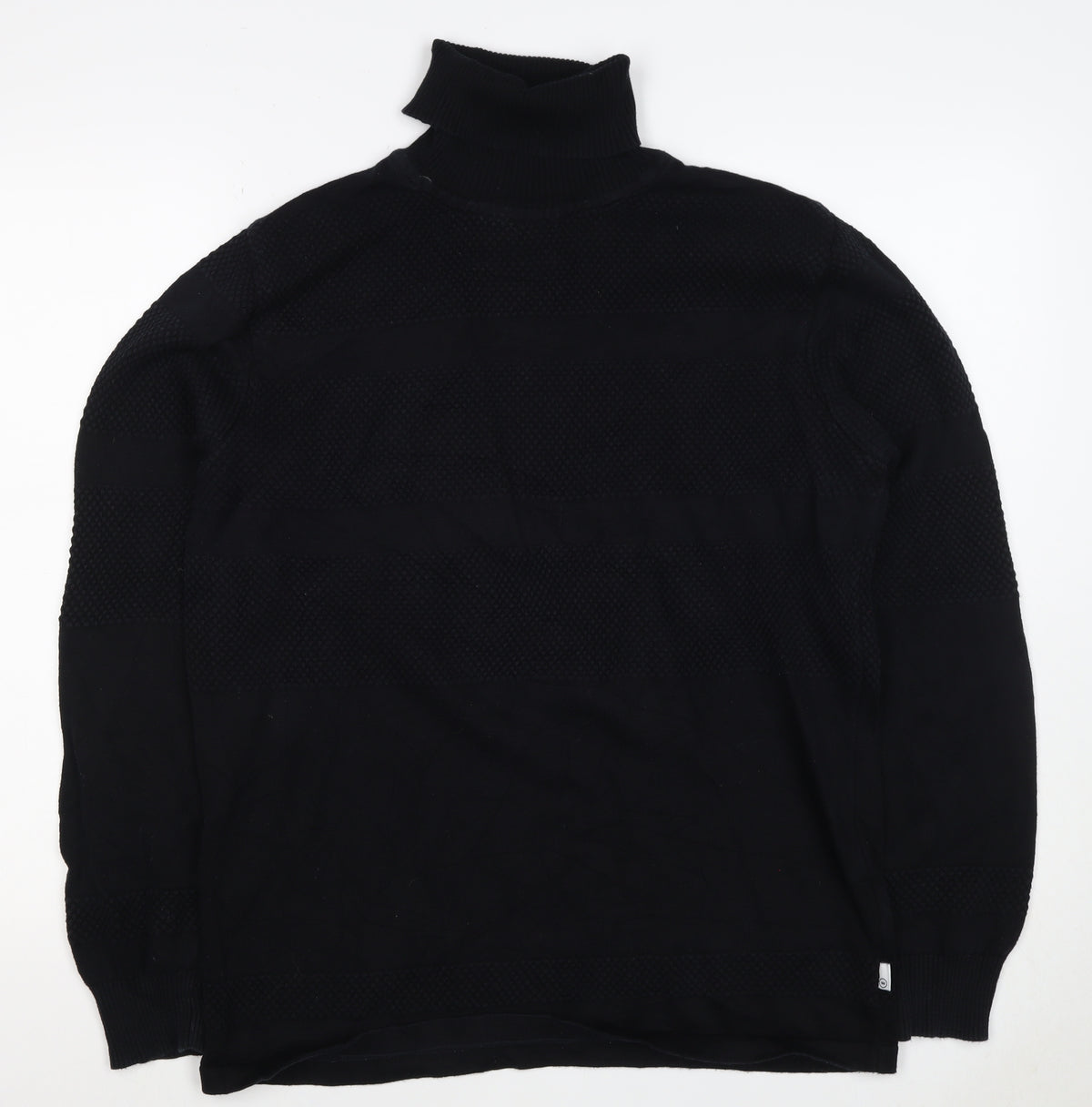 Kronstadt Men's Black L 1/4 Zip Pullover Textured Cotton Jumper