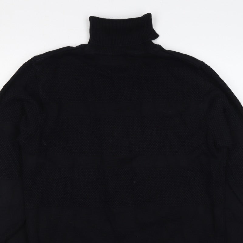 Kronstadt Men's Black L 1/4 Zip Pullover Textured Cotton Jumper