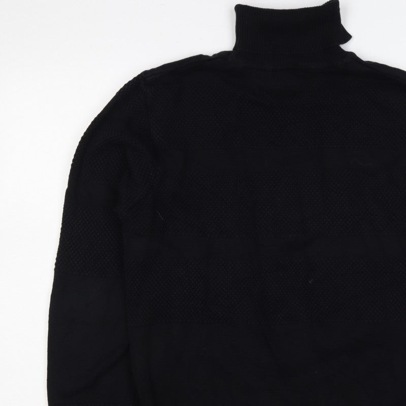 Kronstadt Men's Black L 1/4 Zip Pullover Textured Cotton Jumper
